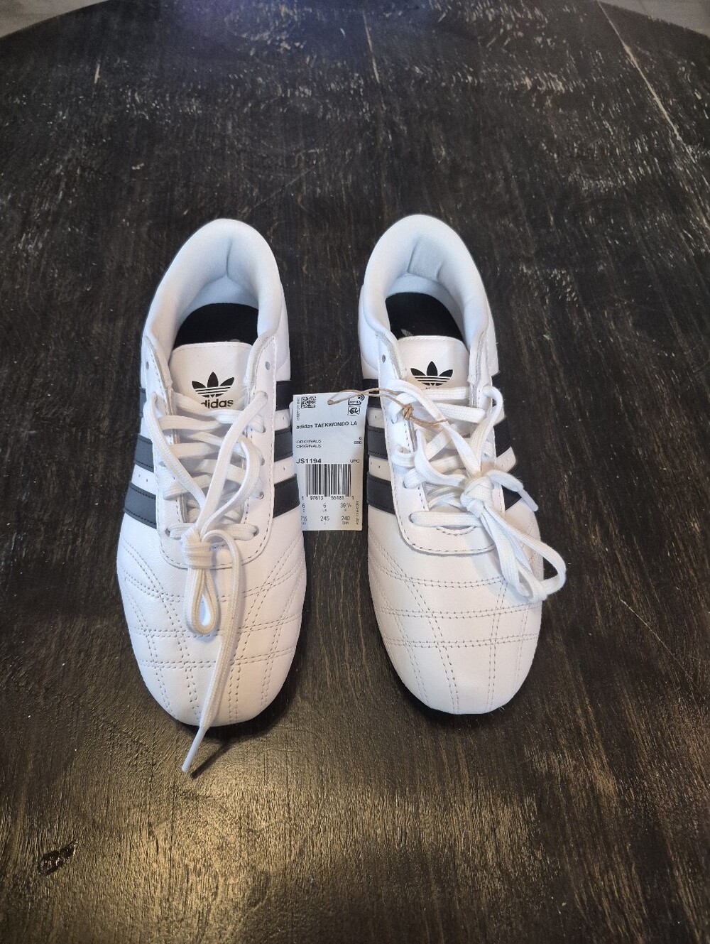 Womens Adidas Taekwondo LA Lace White and Black Gum Shoes